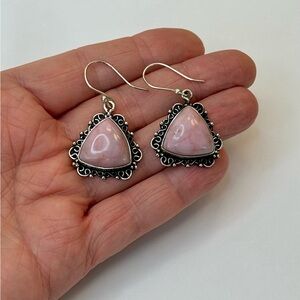 Elegant Sterling Silver Rhodochrosite Earrings